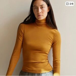 Everlane Pima cotton micro-rib turtleneck long sleeve top